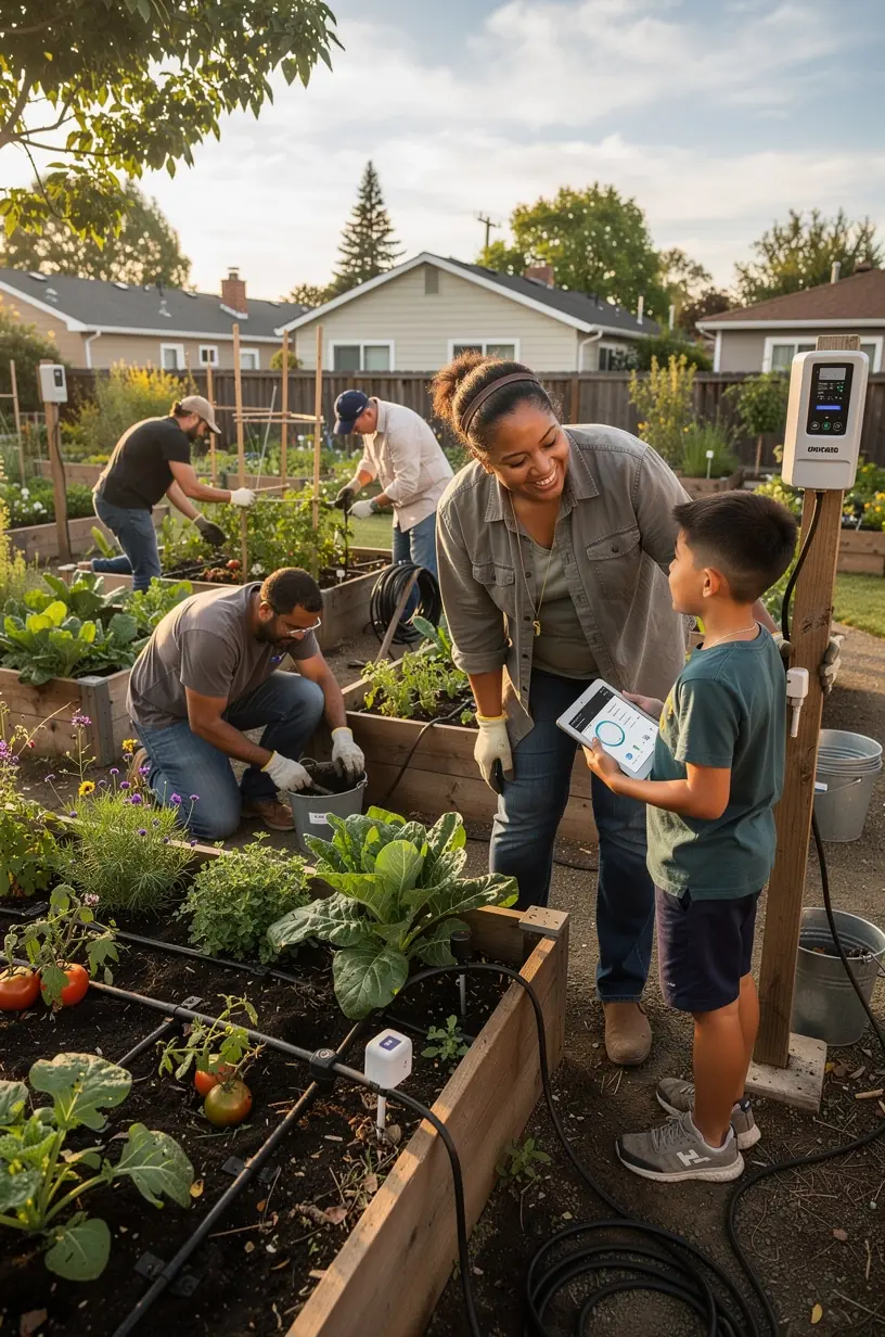 City officials reviewing a large digital map showing areas for technology infrastructure upgrades.
